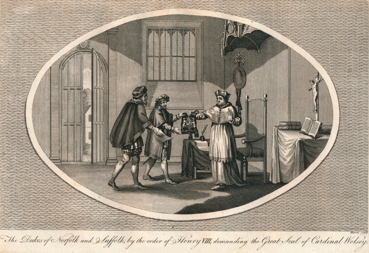 Los Duques de Norfolk y Suffolk exigiendo el Gran Sello del Cardenal Wolsey, 1529 1793 de Unbekannt
