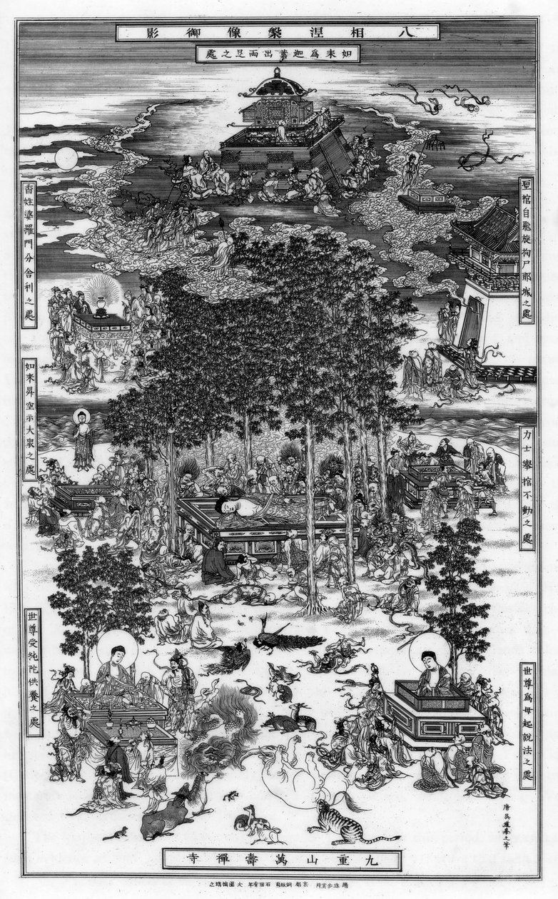 Los ocho incidentes del Nirvana de Sakyamuni, siglo XVIII, 1886 de Unbekannt