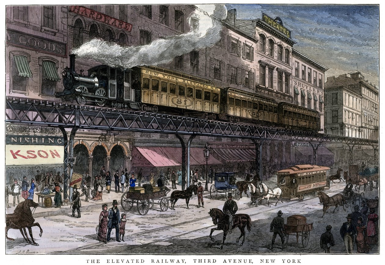 Ferrocarril elevado, Tercera Avenida, Nueva York, 1879 de Unbekannt