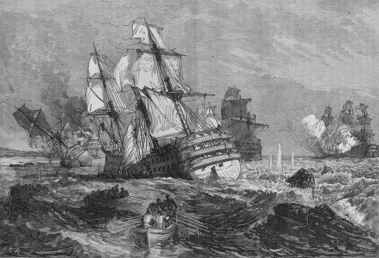 Los barcos del enemigo varados en la Punta de Grao, c1880 de Unbekannt