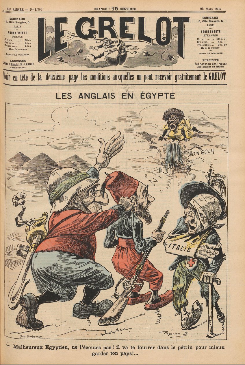 Los ingleses en Egipto. Caricatura de Le Grelot, 22 de marzo de 1896, 1896 de Unbekannt