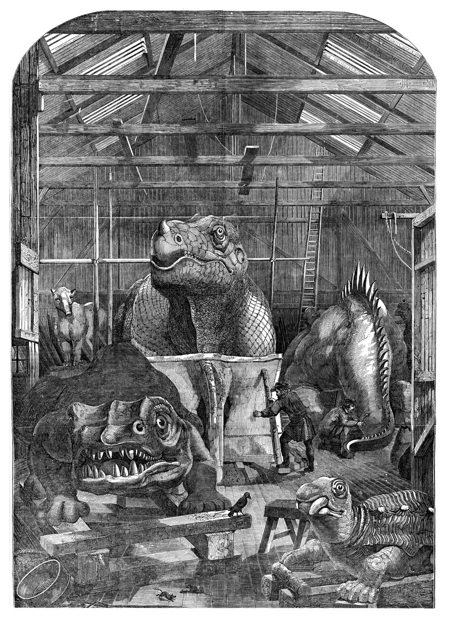 La sala de modelos de animales extintos en el Palacio de Cristal, Sydenham, 1853 de Unbekannt