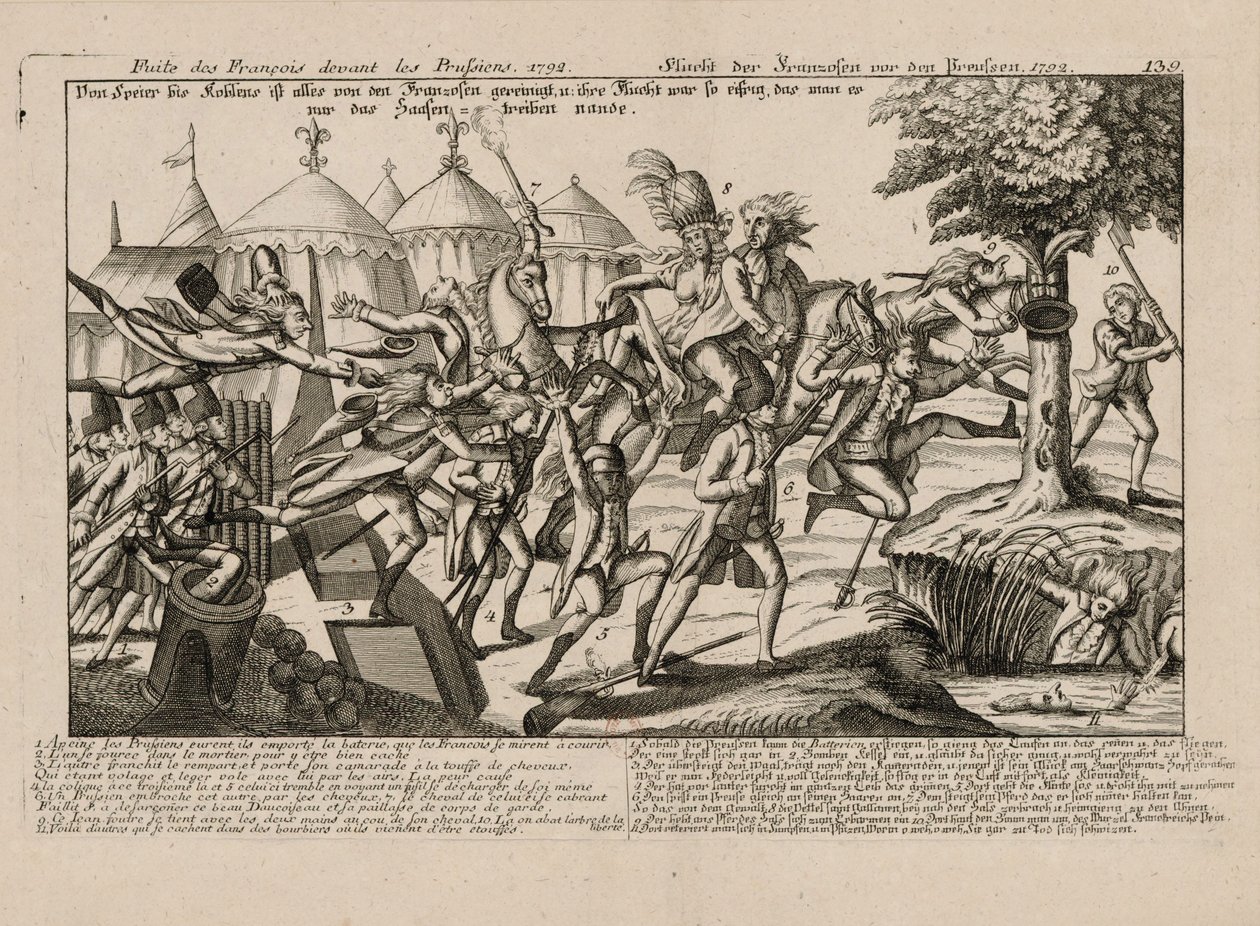 La huida francesa de los prusianos en 1792, ca. 1792 de Unbekannt