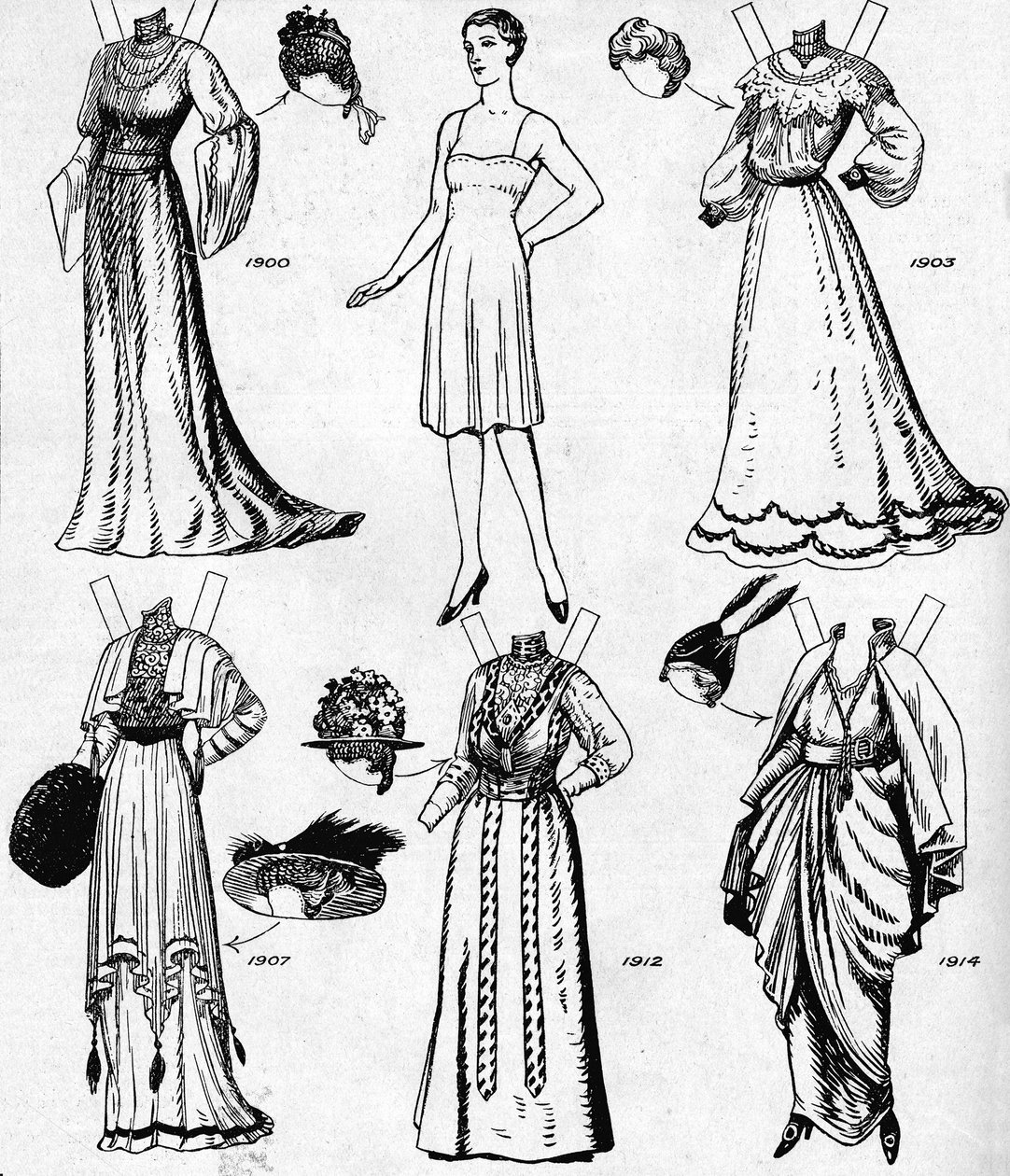 La galería de trajes históricos: vestidos usados durante el siglo XX, c1934 de Unbekannt