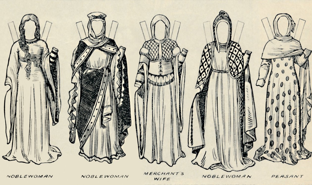 La galería del traje histórico: los vestidos usados en los días de Ricardo I, c1934 de Unbekannt