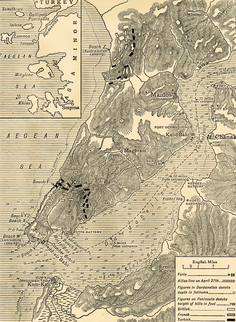 La Campaña de Gallipoli, Primera Guerra Mundial, 1915, c1920 de Unbekannt