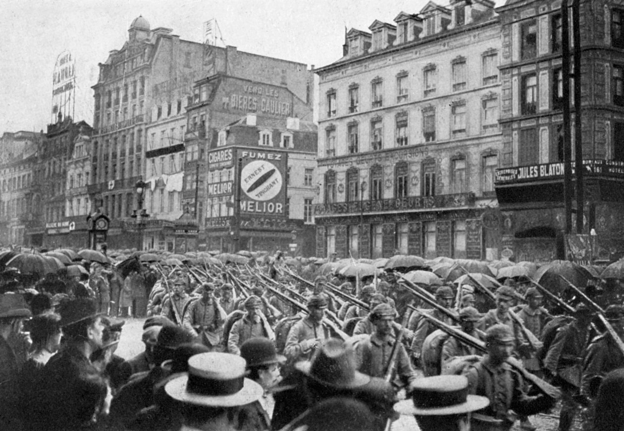El ejército alemán marchando por Bruselas, Primera Guerra Mundial de Unbekannt