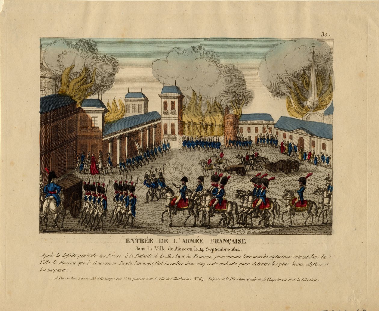 La Grande Armée entra en la ciudad de Moscú, 1812 de Unbekannt