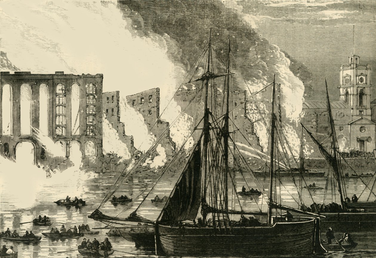 El gran incendio en Cottons Wharf Tooley Street, 1861 de Unbekannt