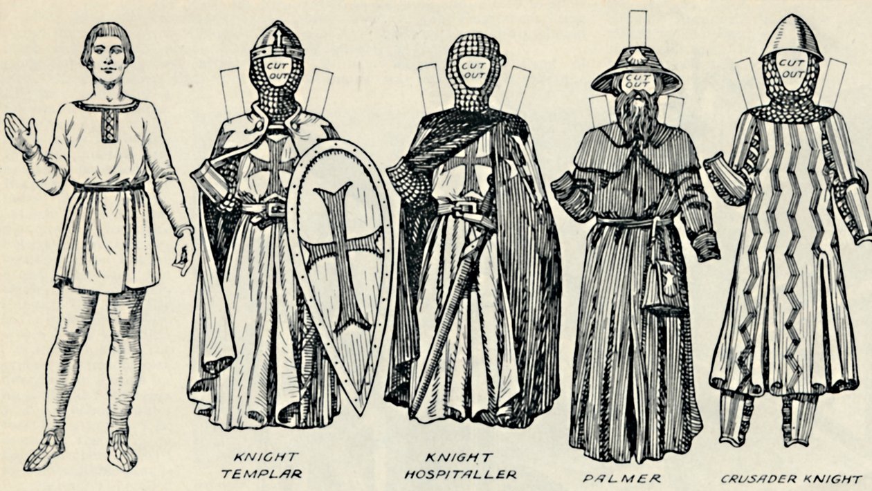 La gran galería del traje británico: Vestidos variados usados en tiempos normandos, c1934 de Unbekannt