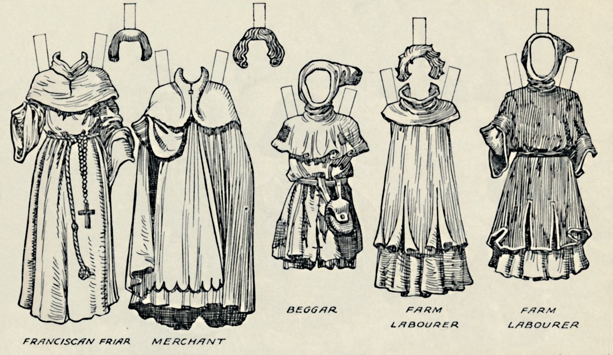 La Gran Galería del Traje Británico: Vestidos variados usados en tiempos normandos, c1934 de Unbekannt