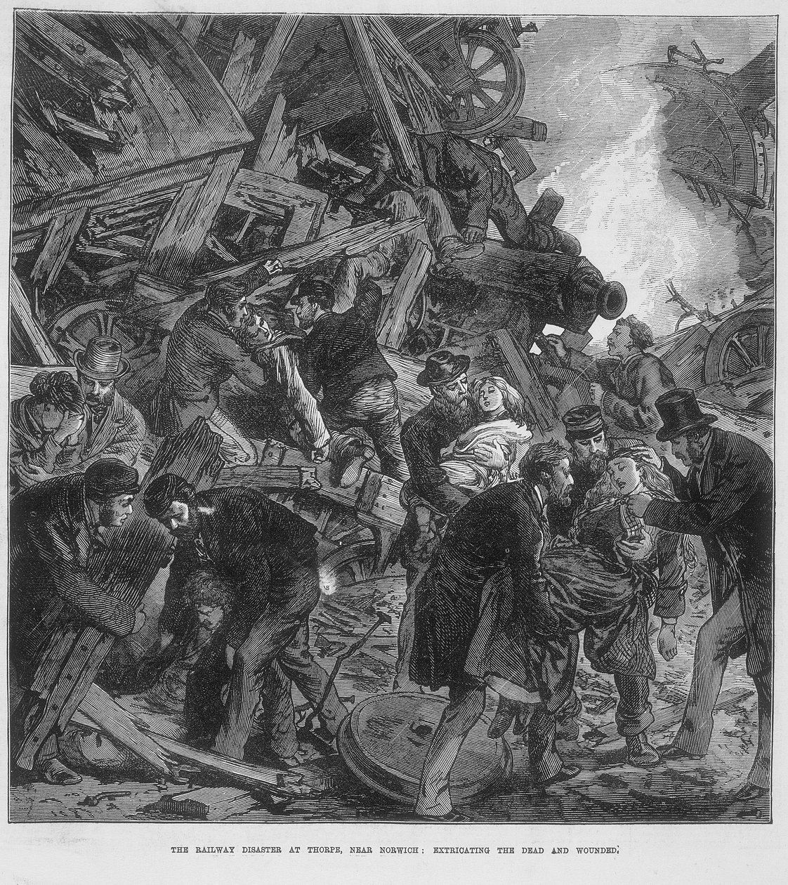 El desastre del Gran Ferrocarril Occidental en Thorpe cerca de Norwich, 10 de septiembre de 1874 de Unbekannt