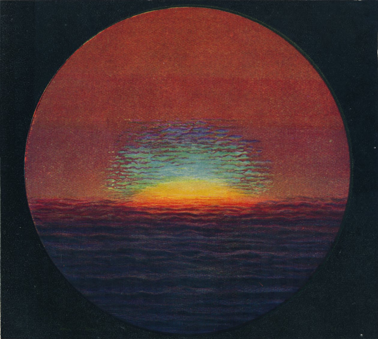 El destello verde al atardecer, el color prismático más raro refractado por la atmósfera, c1935 de Unbekannt