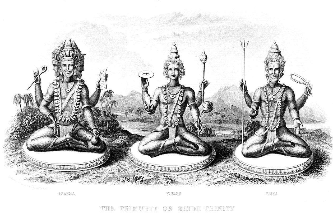 La trinidad hindú, c1800 de Unbekannt