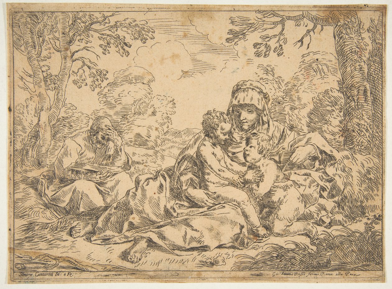 La Sagrada Familia con San Juan Bautista, copia después de Cantarini, ca. 1639-1648 o después de Unbekannt