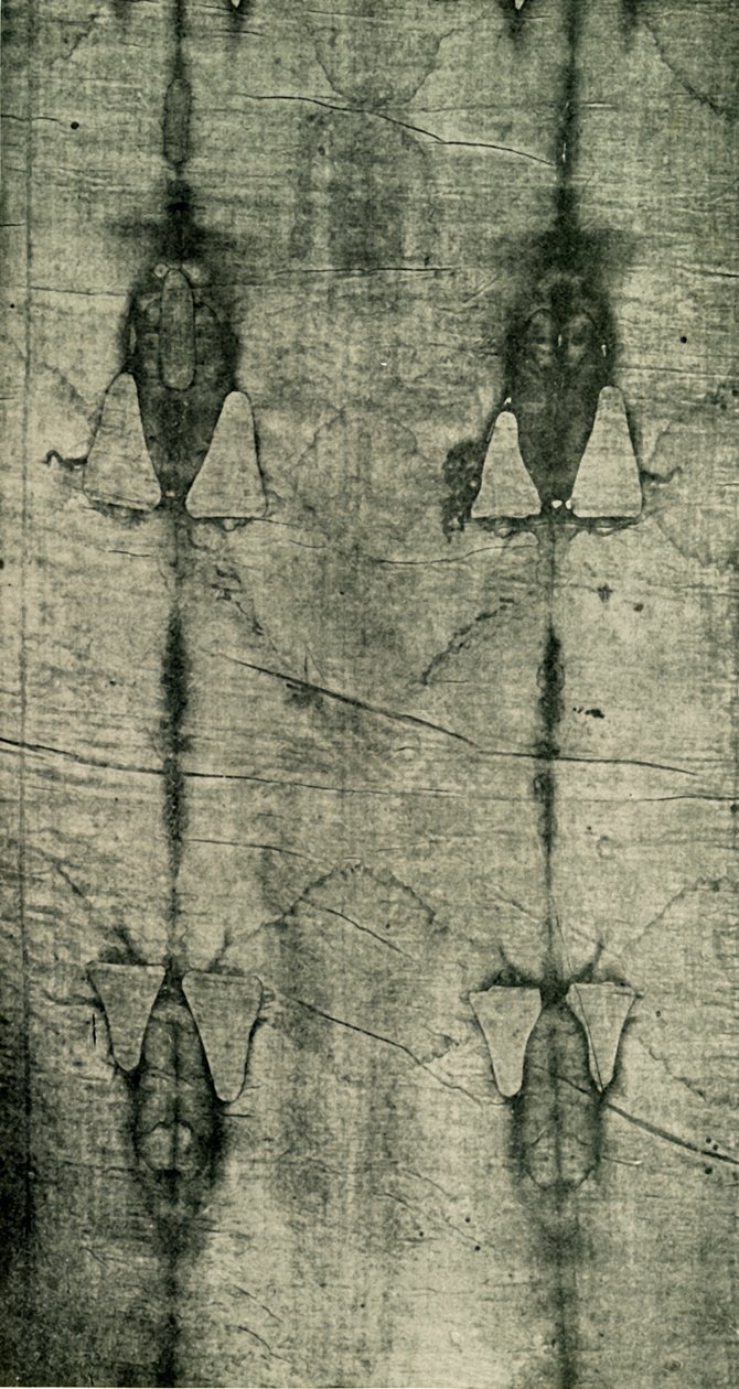 La Sábana Santa - Impresión del cuerpo: Vista frontal, 1902 de Unbekannt