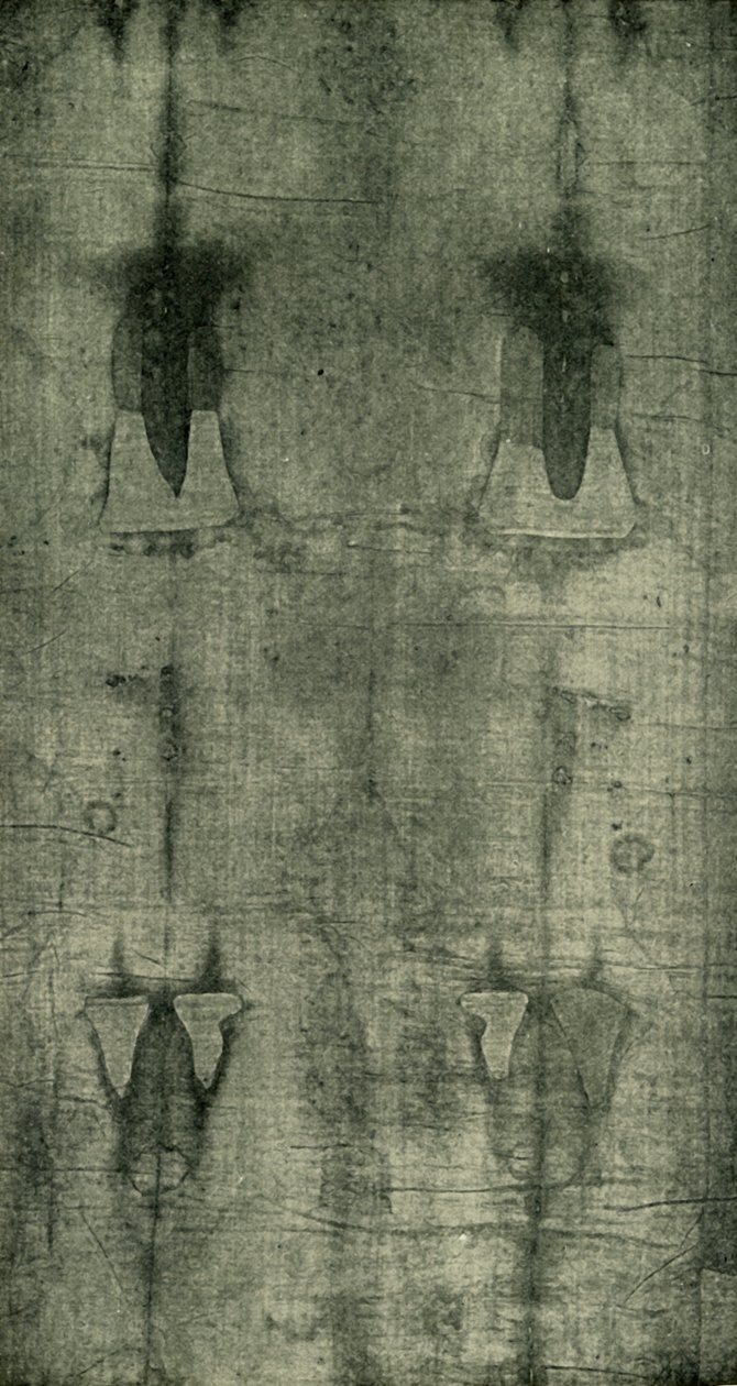 La Sábana Santa - Impresión del cuerpo vista desde atrás, 1902 de Unbekannt