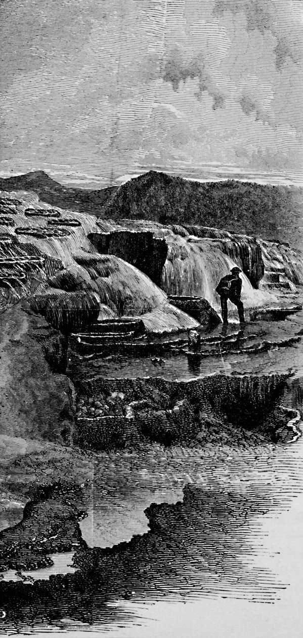 Las Aguas Termales cerca del Río Gardiners, 1883 de Unbekannt