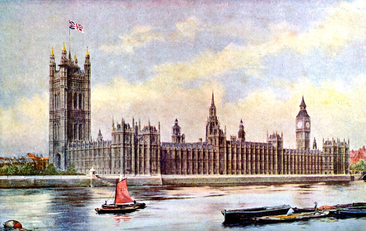 Las Casas del Parlamento desde el Palacio de Lambeth, Westminster, Londres, c1905 de Unbekannt