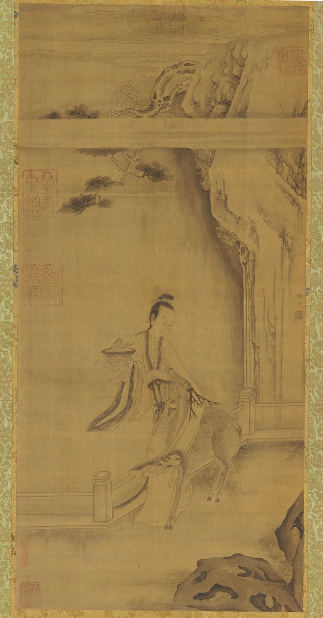 El inmortal Ma Gu con un ciervo, dinastía Qing, siglo XVIII de Unbekannt