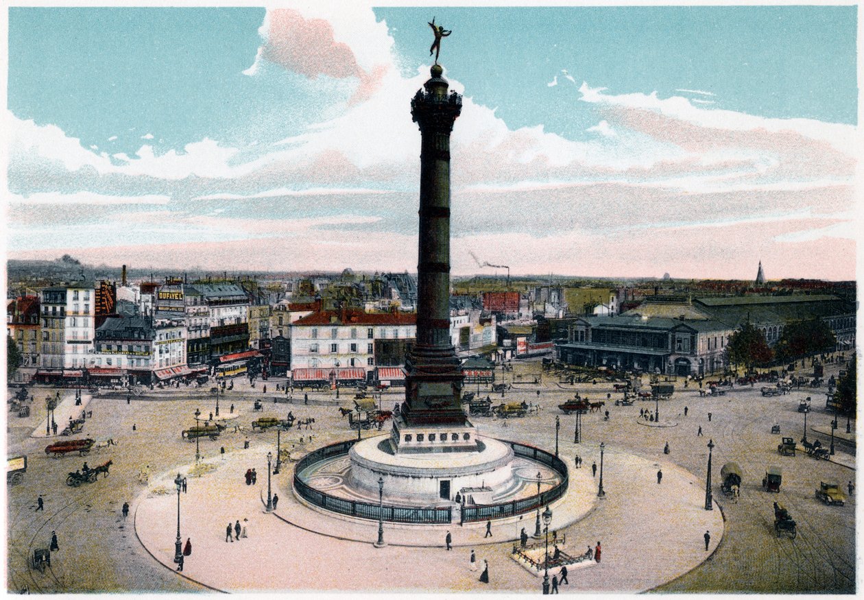 La Columna de Julio en la Plaza de la Bastilla, París, c1900 de Unbekannt