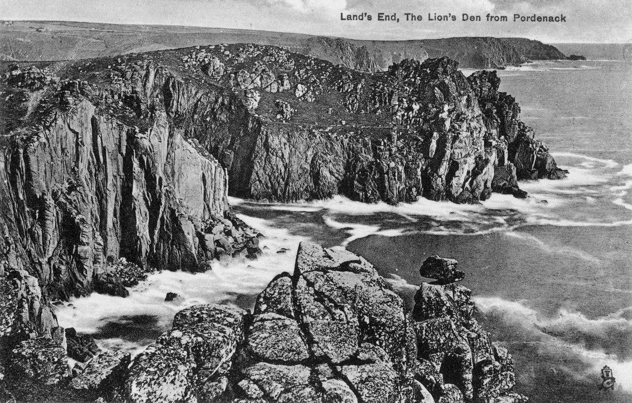 La Guarida de los Leones desde Pordenack, Lands End, Cornwall, principios del siglo XX de Unbekannt