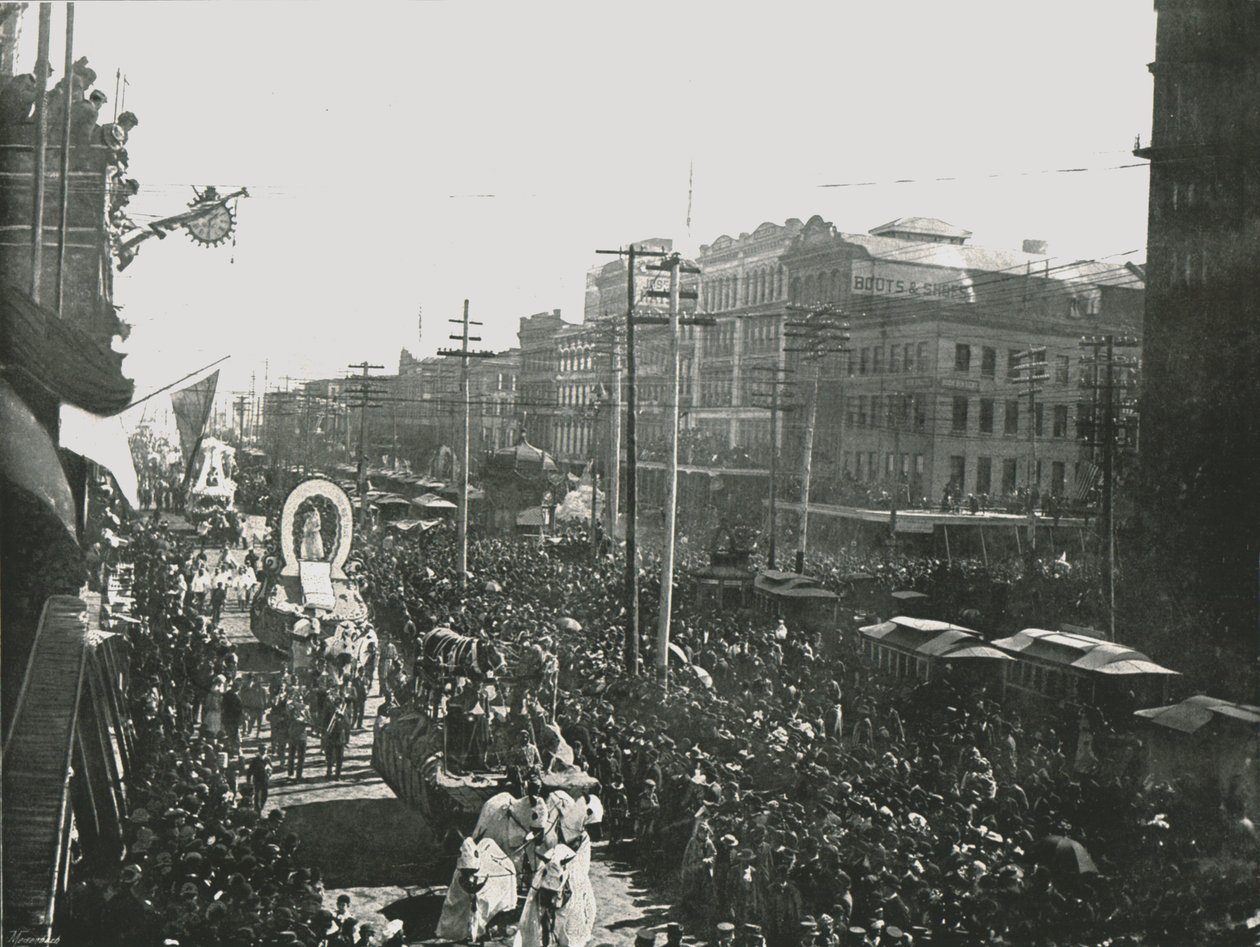 El desfile de Mardi Gras en Canal Street, Nueva Orleans, EE.UU., 1895 de Unbekannt