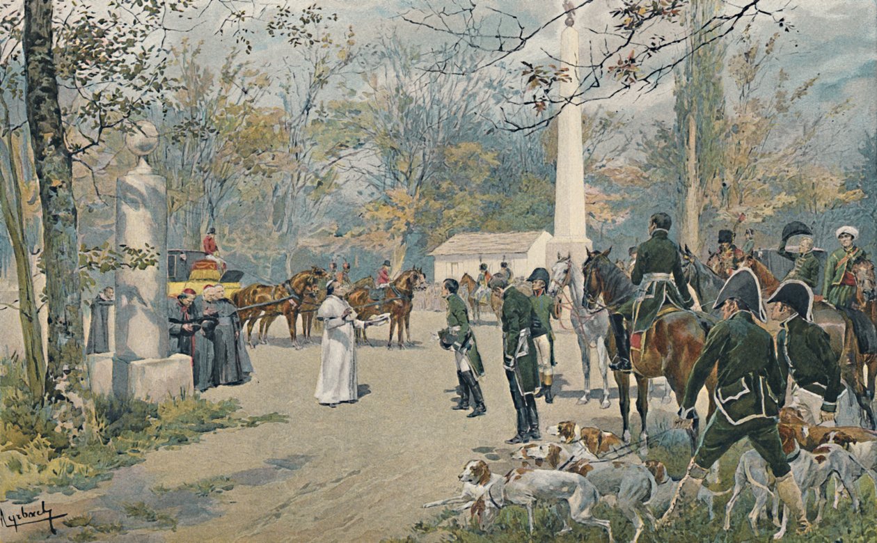 El encuentro de Napoleón y Pío VII en Fontainebleau, 1813 de Unbekannt