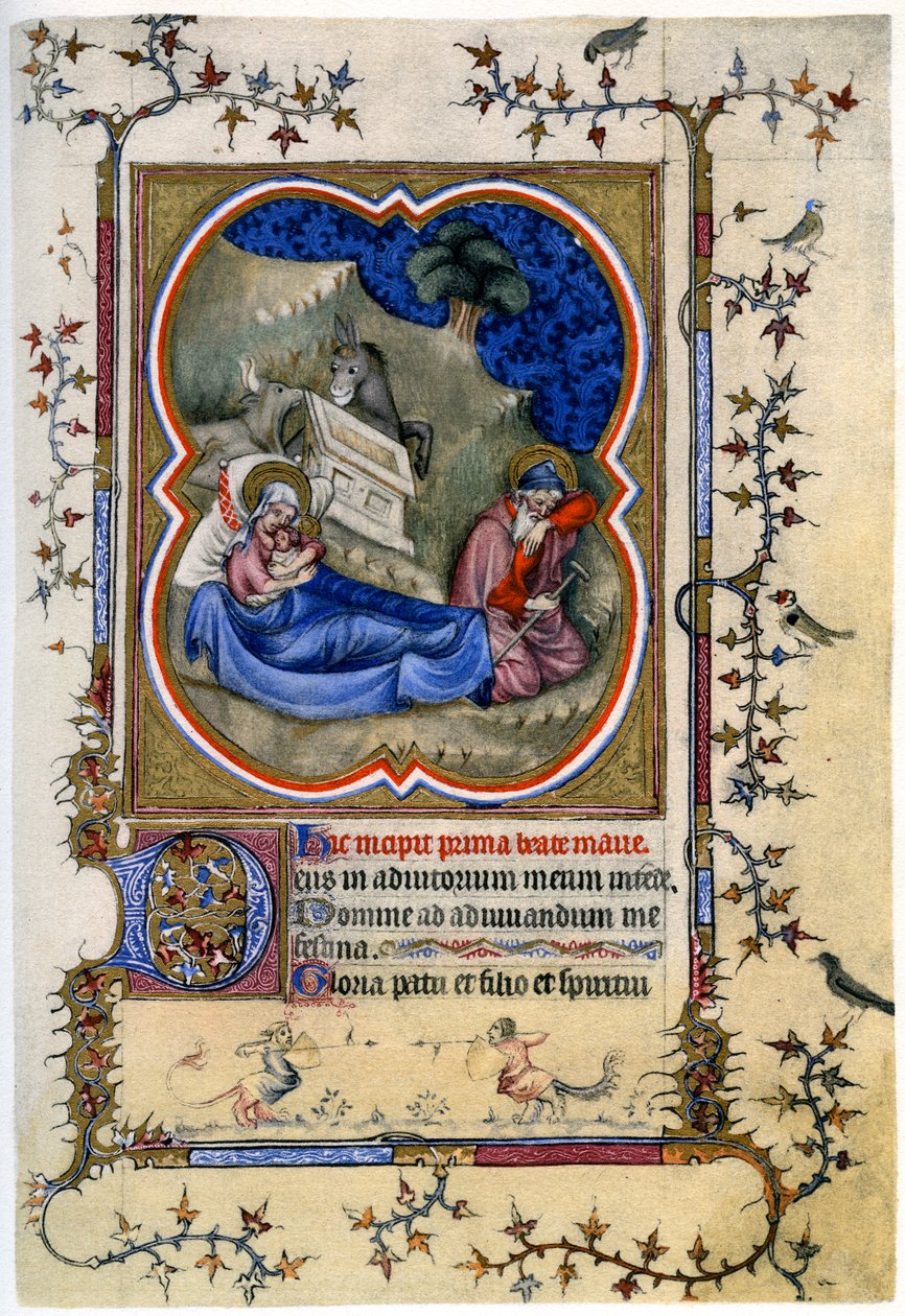 La Natividad, de un Libro de Horas y Misal c1370 de Unbekannt