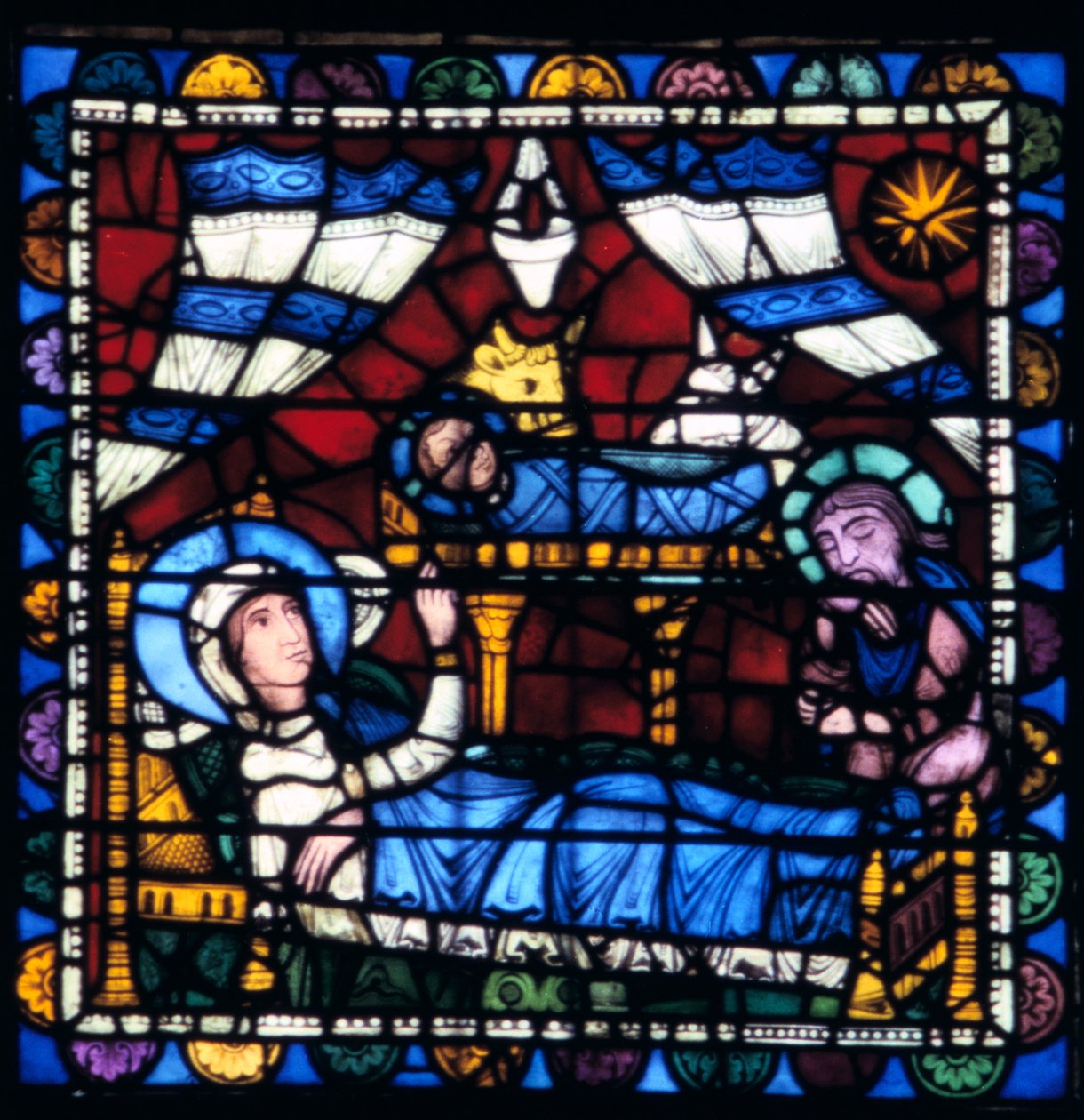 La Natividad, vidriera, Catedral de Chartres, Francia, 1194-1260 de Unbekannt