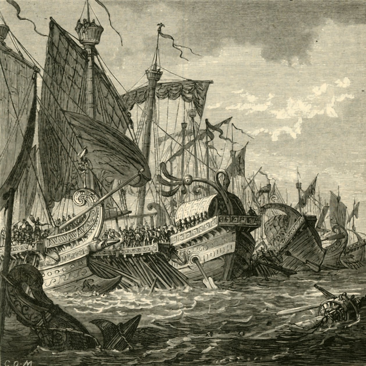 La Batalla Naval Frente al Cabo Pelorus, 1890 de Unbekannt