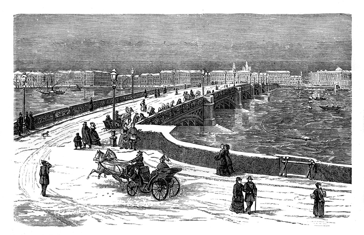 Puente Nicolai sobre el Río Neva, San Petersburgo, Rusia, c1888 de Unbekannt