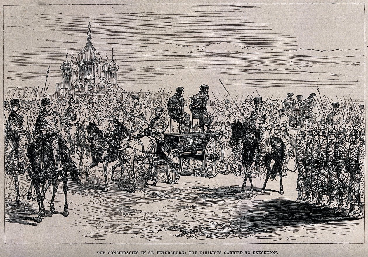 Los nihilistas llevados a la ejecución en San Petersburgo, ca 1881 de Unbekannt