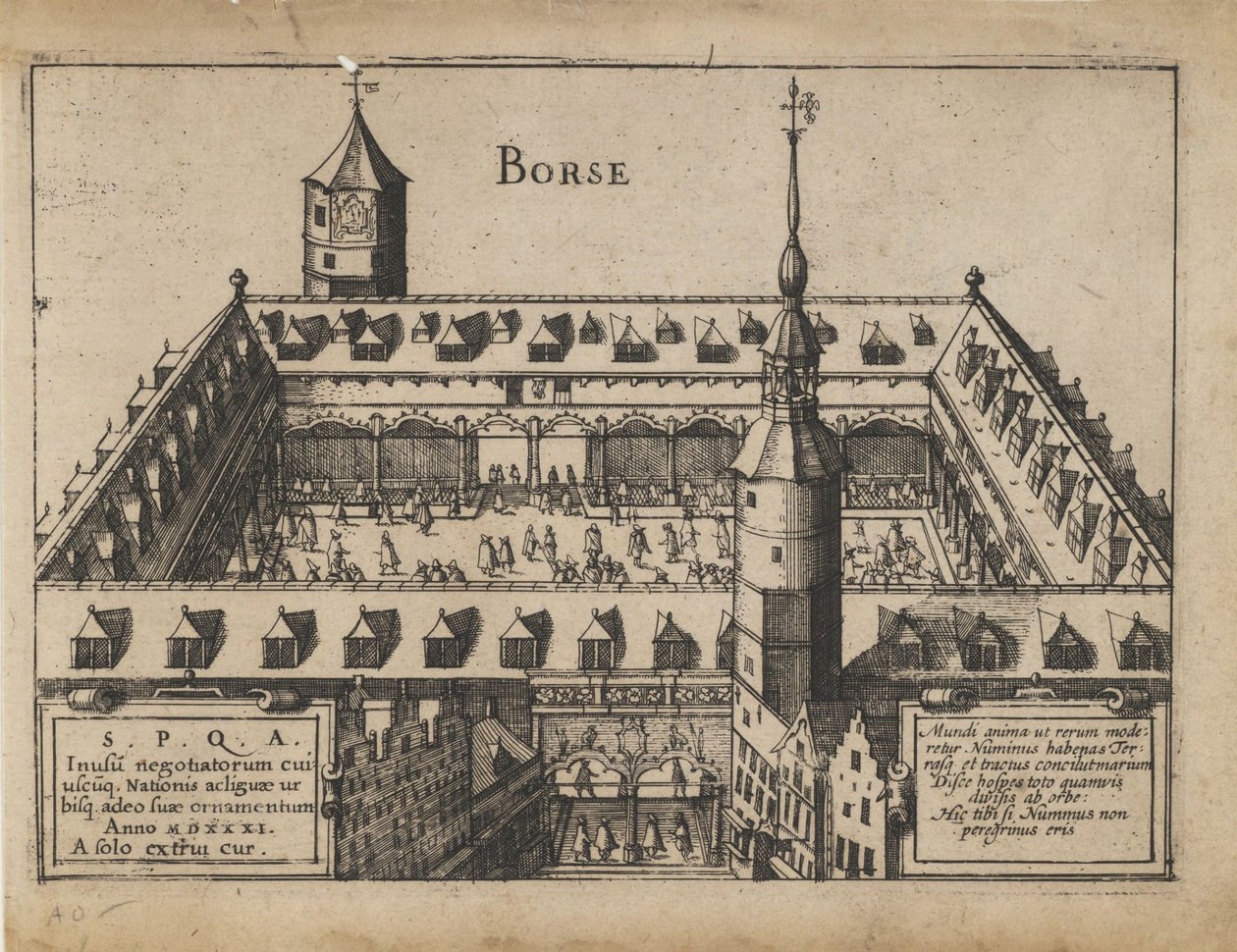 La Antigua Bolsa en Amberes, principios del siglo XVII de Unbekannt
