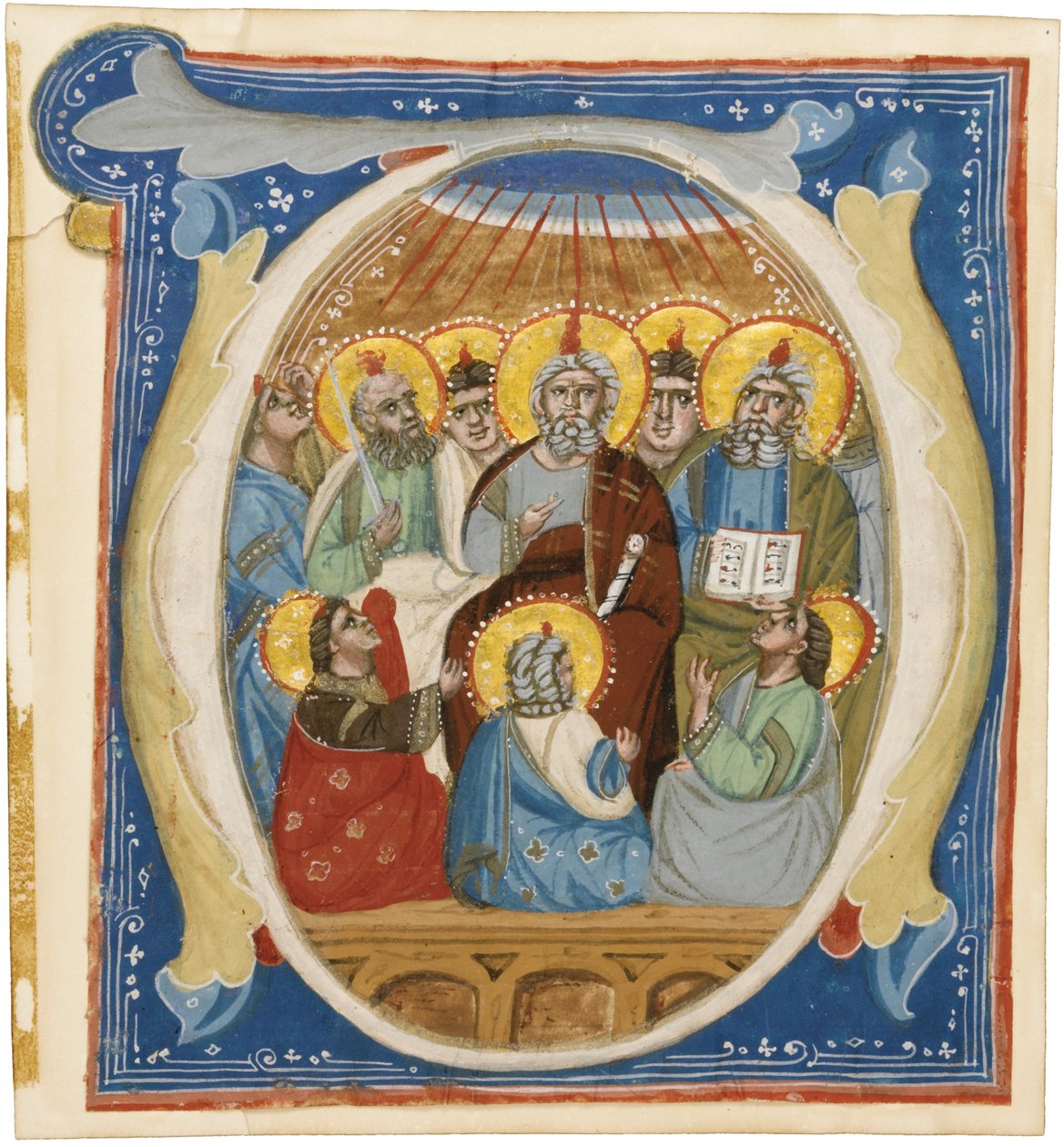 El Pentecostés. Inicial O de un Antifonario, ca. 1320 de Unbekannt