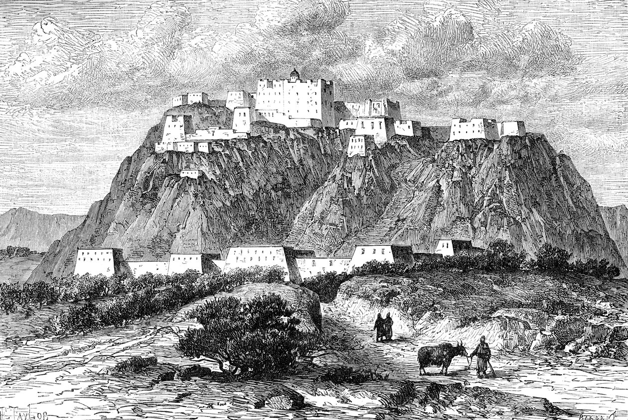 El palacio de Potala en Lhasa, Tíbet, en el siglo XVII, c. 1890 de Unbekannt