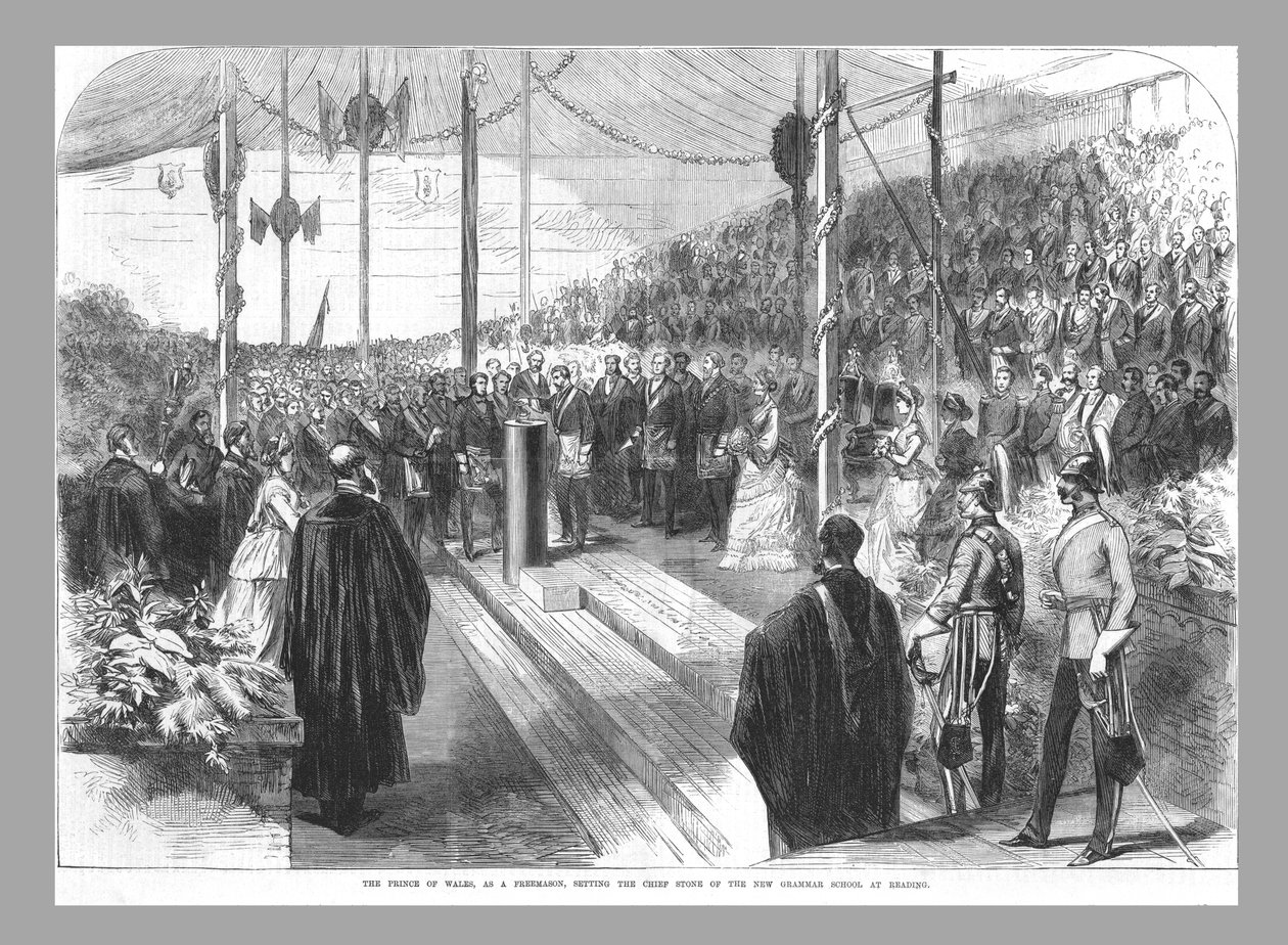 El Príncipe de Gales colocando la piedra principal en la Nueva Escuela de Gramática en Reading, 1870 de Unbekannt