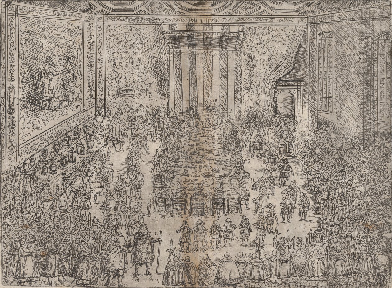 La Comida Princely Die Fürstliche Mahlzeit, de una serie que representa la boda de Wolfga..., 1614 de Unbekannt