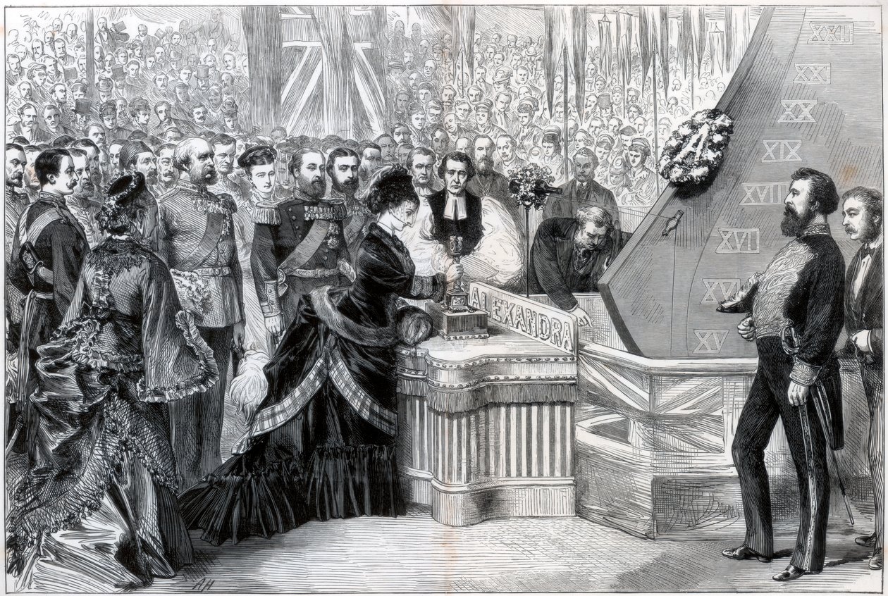 La Princesa de Gales lanzando el nuevo barco acorazado Alexandra, 1875 de Unbekannt