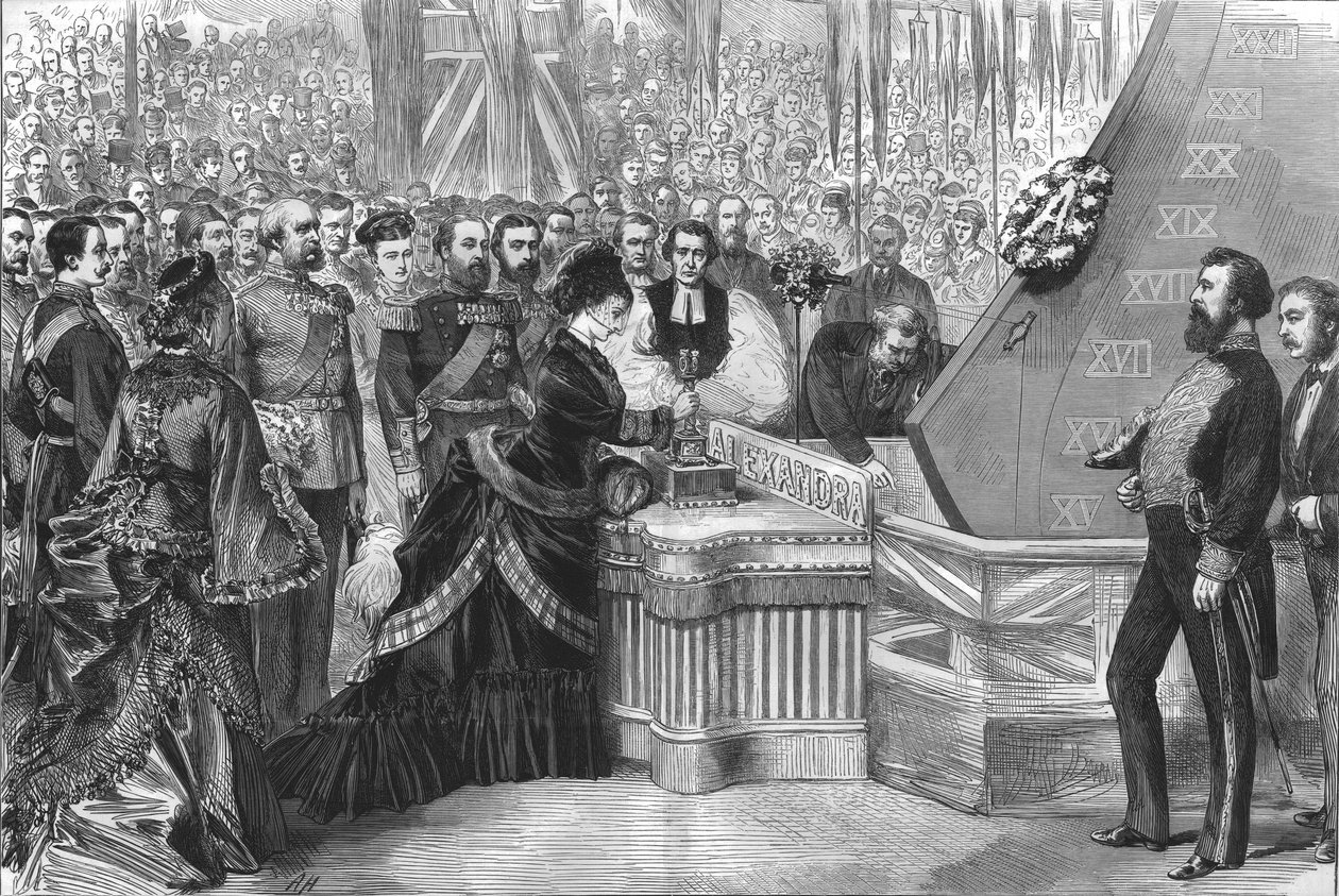La Princesa de Gales lanzando el nuevo barco acorazado Alexandra, 1875 de Unbekannt