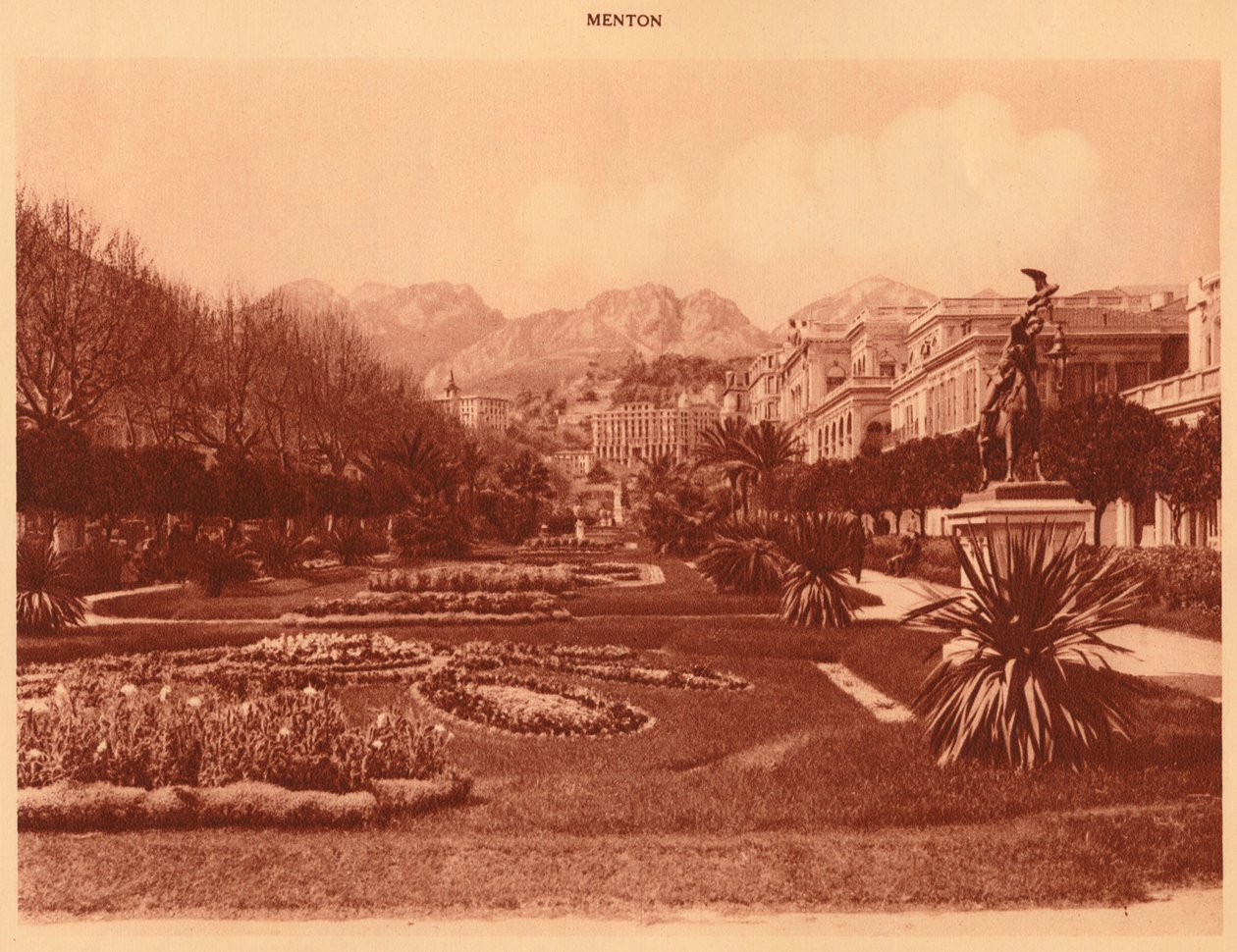 El jardín público, Menton, 1930 de Unbekannt