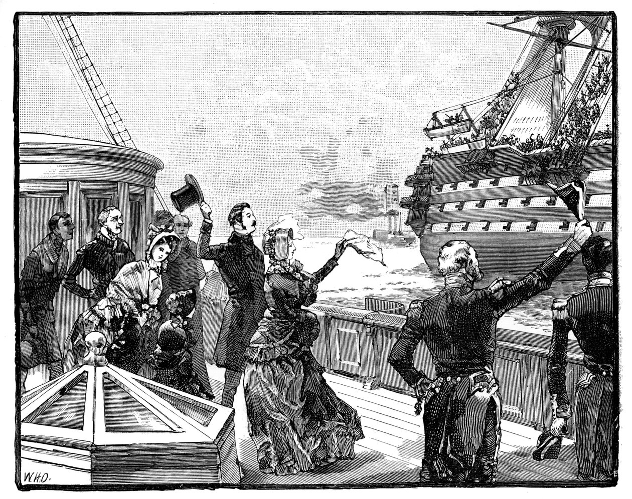 La Reina despidiéndose del buque insignia del Duque de Wellington, c1850s, 1888 de Unbekannt