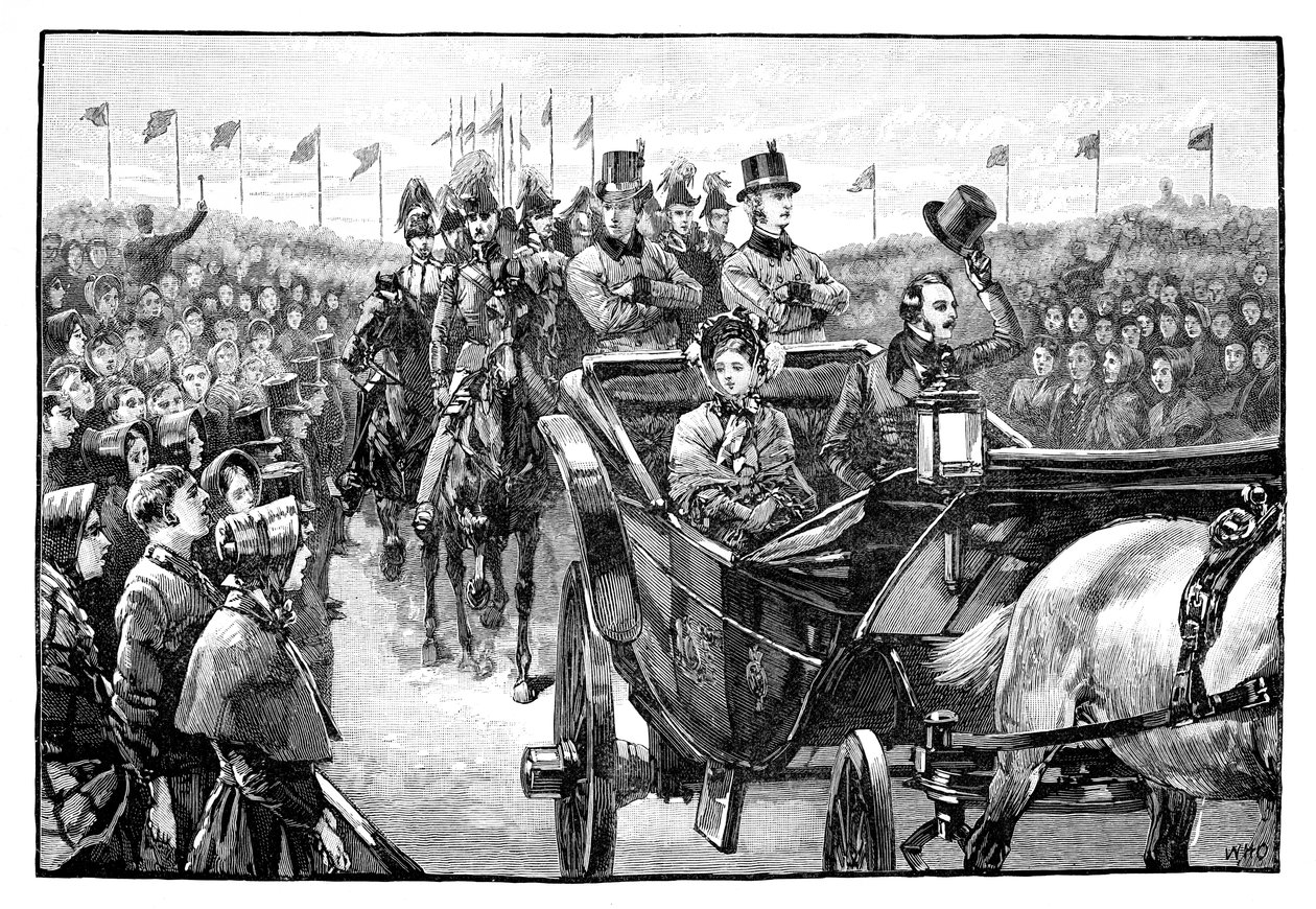 La llegada de la Reina en Peel Park cerca de Manchester, 1851, 1888 de Unbekannt