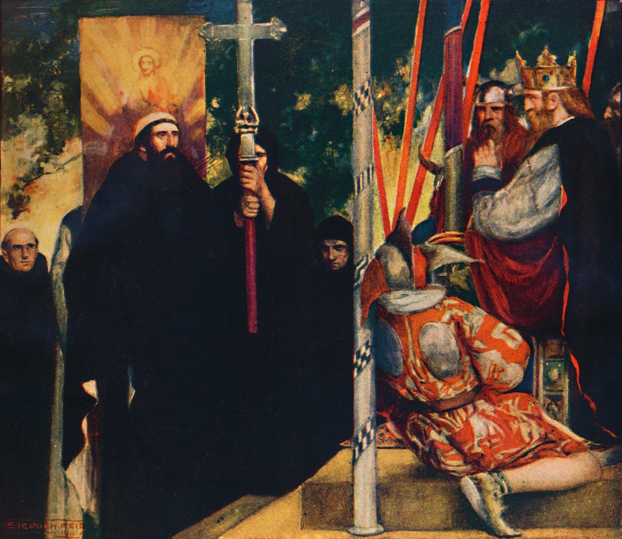 La recepción de San Agustín por Ethelbert de Unbekannt