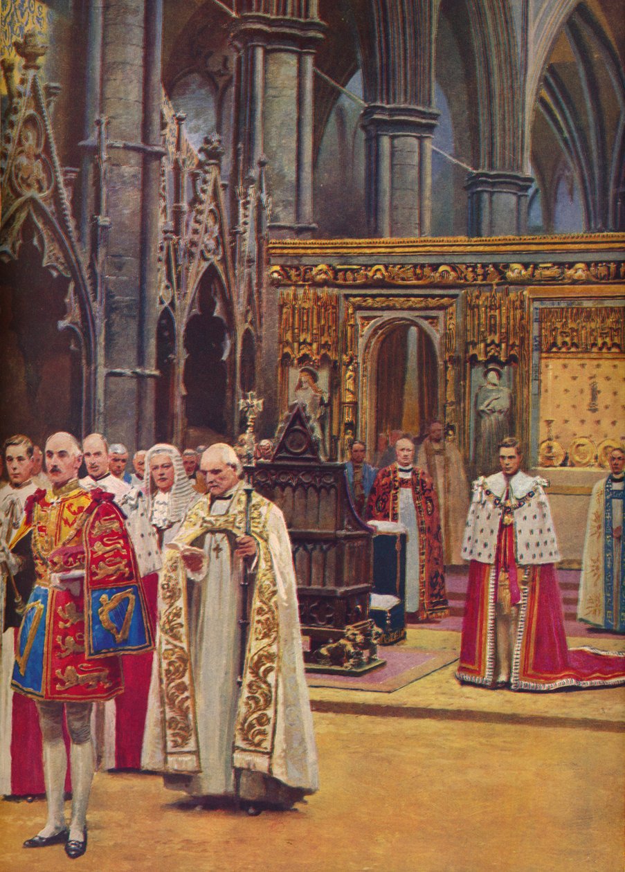 El reconocimiento: El rey se presenta ante la asamblea, presentado por el arzobispo, 1937 de Unbekannt