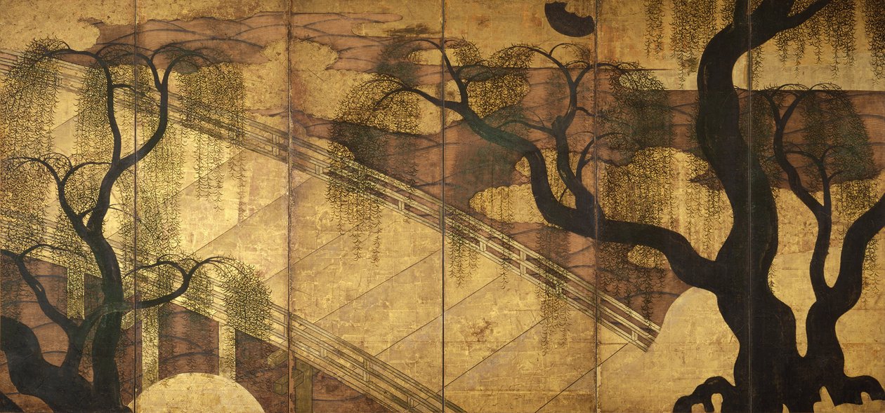El puente del río en Uji, 1568-1615 de Unbekannt