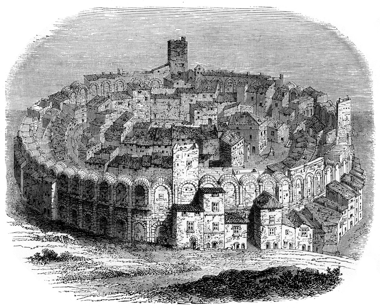 La arena romana en Arles, Provenza, Francia, en 1666, 1882-1884 de Unbekannt