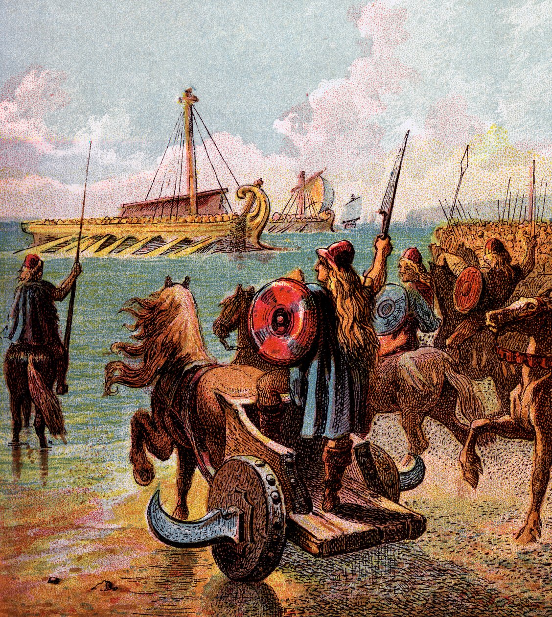 Los romanos conquistan Gran Bretaña, c1850 de Unbekannt