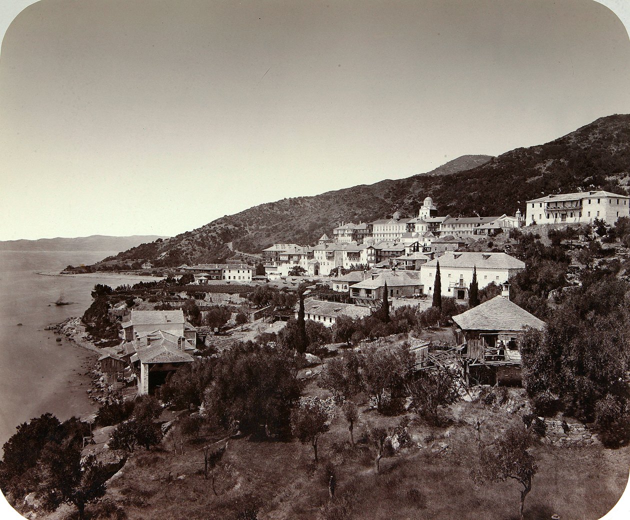 El Monasterio Rossikon de San Pantaleón en el Monte Athos, Grecia, 1860s de Unbekannt