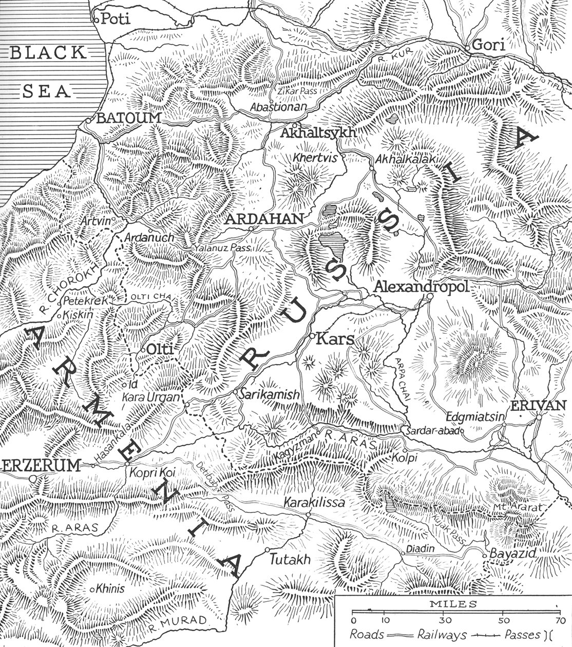 Las fronteras ruso-turcas, 1915 de Unbekannt